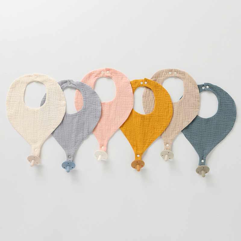 Pure Cotton Gauge Bib with Pacifier